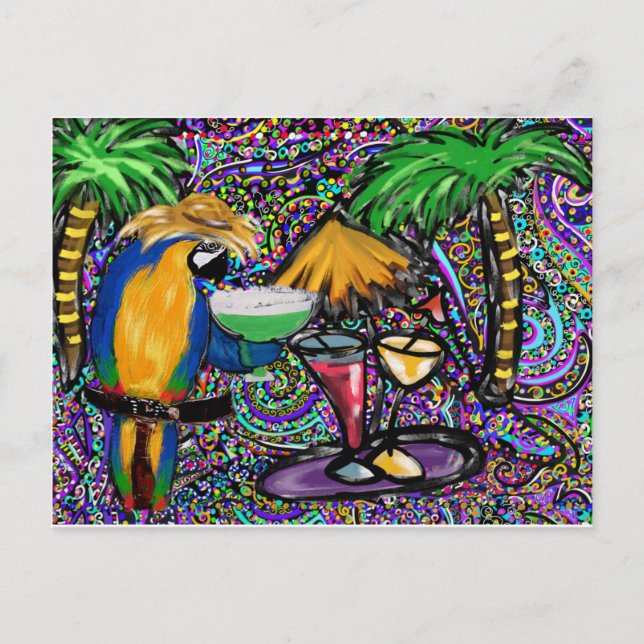 Cartão Postal De Convite Papagaio da Festa na Praia (Frente)