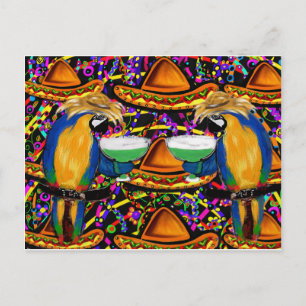 Cartão Postal De Convite Papagaio de Festa Cinco De Mayo