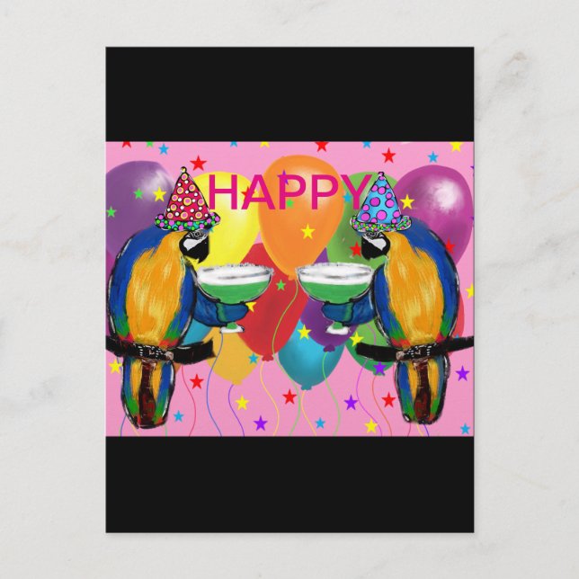 Cartão Postal De Convite Papagaios de Festa (Frente)