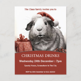 Cartão Postal De Convite Papai noel Guiné Pig Natal