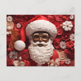 Cartão Postal De Convite Papais noeis Africanos Negros Claus Melanin Natal