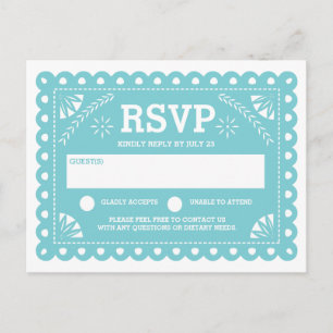 Cartão Postal De Convite Papel Picado que Wedding RSVP