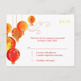 Cartão Postal De Convite Papelão Asiático Cute Lanternas de Casamento RSVP