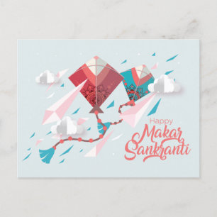Cartão Postal De Convite Papercut Makar Sankranti
