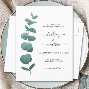 Cartão postal de Convite para Casamento Eucalyptu
