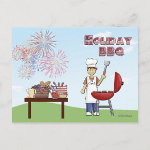 Cartão-postal de convite para CHURRASCO de Férias