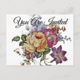 Cartão-postal de convite para fantasia floral