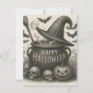 Cartão-postal de convite para Feliz Halloween Caul
