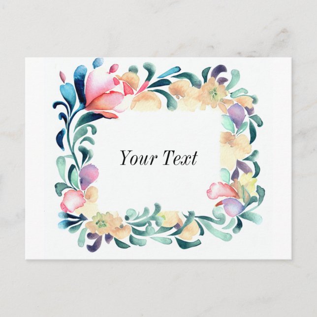 Cartão-postal de convite para flores coloridas (Frente)