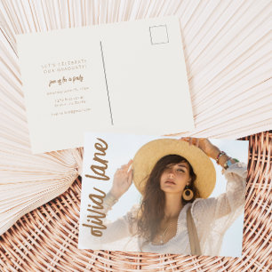 Cartão-postal de convite para licenciatura com fot