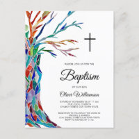 Cartão-postal de convite para o batismo religioso