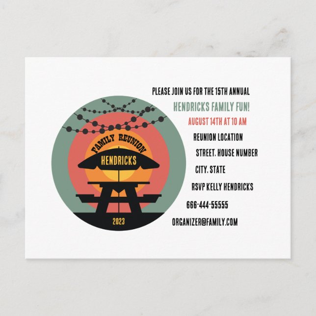Cartão postal de convite para Reunião Familiar (Frente)