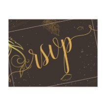 Cartão-postal de convite para rsvp, de cor castanh