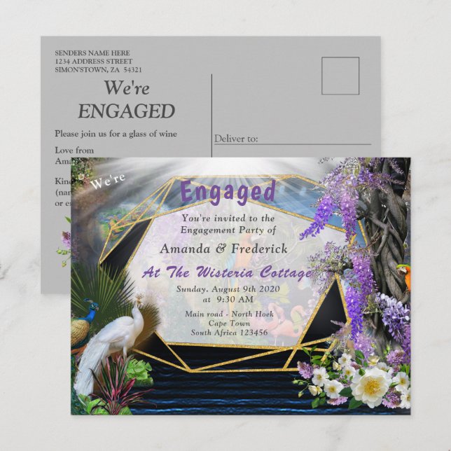 Cartão Postal De Convite Paraíso Tropical de Wisteria no Palácio do Ouro (Frente/Verso)