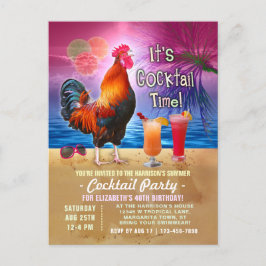 Cartão Postal De Convite Parceiro Cocktail Tropical Rooster Engraçado Anive
