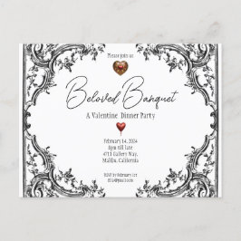 Cartão Postal De Convite Parte de Janto de Banquet do namorados