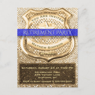 Cartão Postal De Convite Partido de aposentadoria do agente da polícia