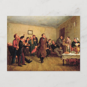 Cartão Postal De Convite Partido de noite de um comerciante