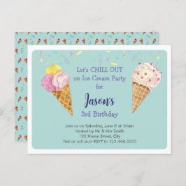 Cartão Postal De Convite Partido do Aniversário de criança do Sorvete Legal