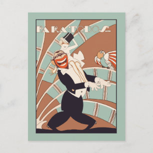 Cartão Postal De Convite Partido tropical ou Latin do art deco