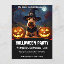 Cartão Postal De Convite Partido Welsh Terrier Halloween
