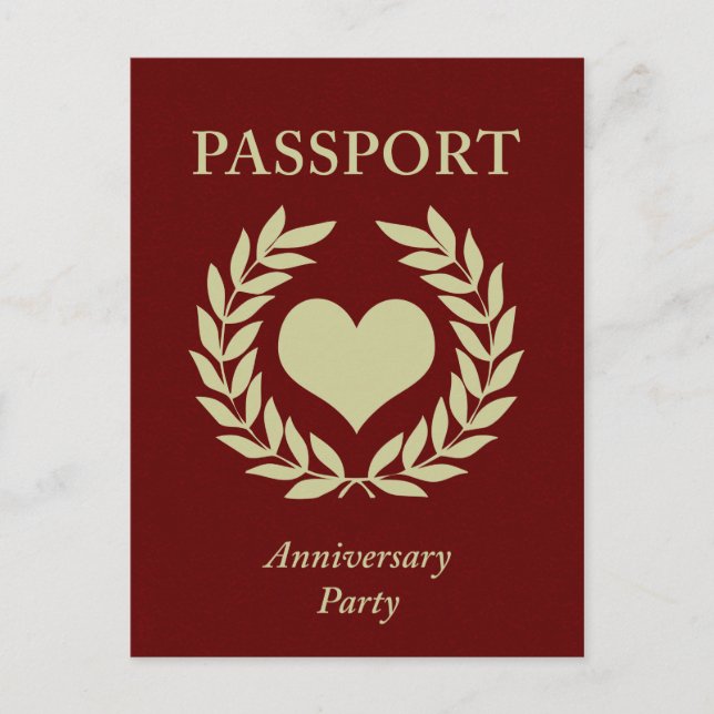 Cartão Postal De Convite passaporte de festa de aniversário (Frente)