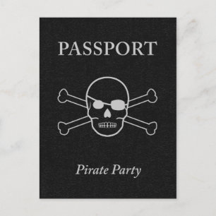 Cartão Postal De Convite passaporte do partido pirata