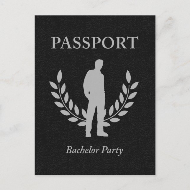 Cartão Postal De Convite passaporte para a despedida de solteiro (Frente)