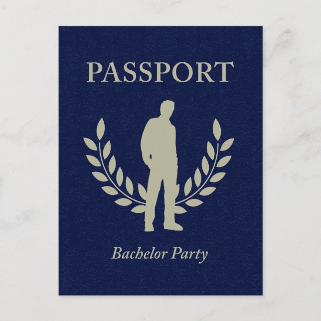 Cartão Postal De Convite passaporte para despedida de solteiro (Frente)