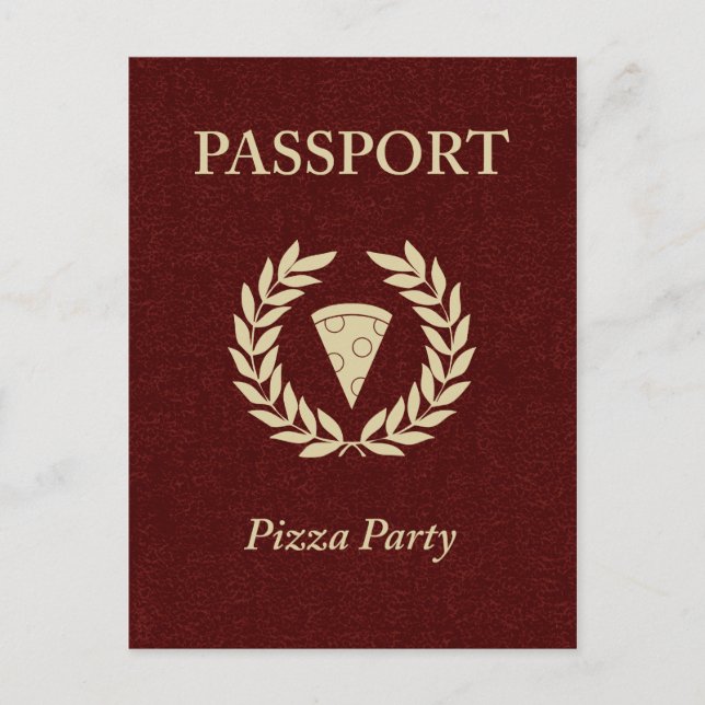 Cartão Postal De Convite passaporte pizza (Frente)