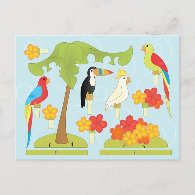 Cartão Postal De Convite Pássaros Brinquedos (Frente)