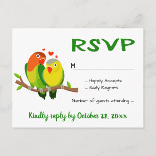 Cartão Postal De Convite Pássaros de Casamento RSVP Lovebirds Festa
