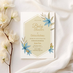 Cartão Postal De Convite Pastel cola Chá de fraldas de flores de terrário b