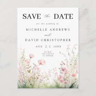 Cartão Postal De Convite Pastel Floral Wedding Salvar Cartão-Postal