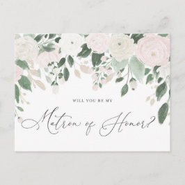Cartão Postal De Convite Pastel Flowers Glitter Matão de Honra Proposta
