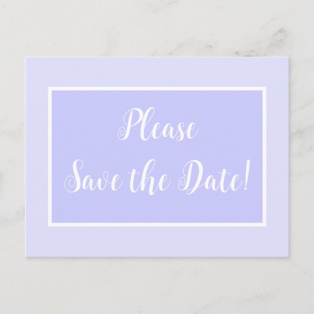 Cartão Postal De Convite Pastel Periwinkle Salve o Cartão-Postal de Data (Frente)