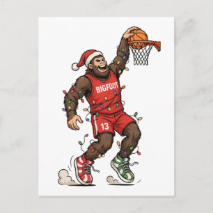 Cartão Postal De Convite Pé Grande Sasquatch Basquete Natal 2026 Feriado