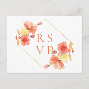 Cartão Postal De Convite Pedido de Música de Casamento Floral do Pôr do Sol
