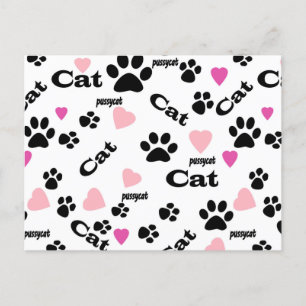 Cartão Postal De Convite Pegadas de gato