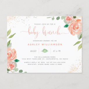 Cartão Postal De Convite Peonies Eucalyptus Baby Brunch