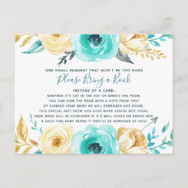 Cartão Postal De Convite Pequeno Chá de fraldas Traga um Livro