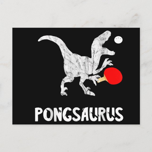 Cartão Postal De Convite Ping Pong Dinossauros Jogador Pingpong Mesa Dino D (Frente)