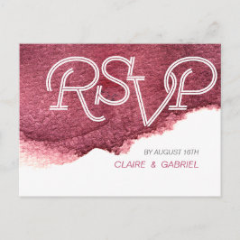 Cartão Postal De Convite Pintado de marsala, cor-de-rosa, casamento simples