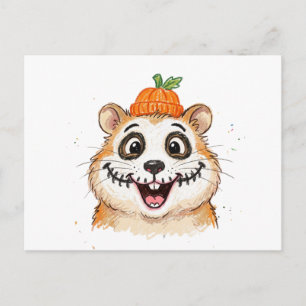Cartão Postal De Convite Pintura Facial de Esqueleto Fofo no Hamster de Hal