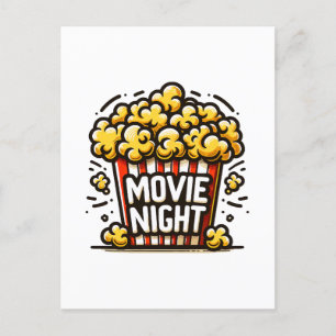 Cartão Postal De Convite Pipoca Divertida Noite de Filme