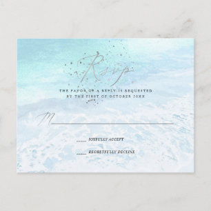Cartão Postal De Convite PixDezines Crystal Blue Caligrafia Costeira RSVP