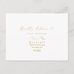 Cartão Postal De Convite PixDezines Elegante Caligrafia Dourada RSVP com Re