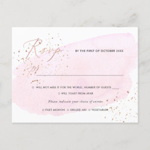 Cartão Postal De Convite PixDezines Pink Watercolor Calligraphy RSVP w refe