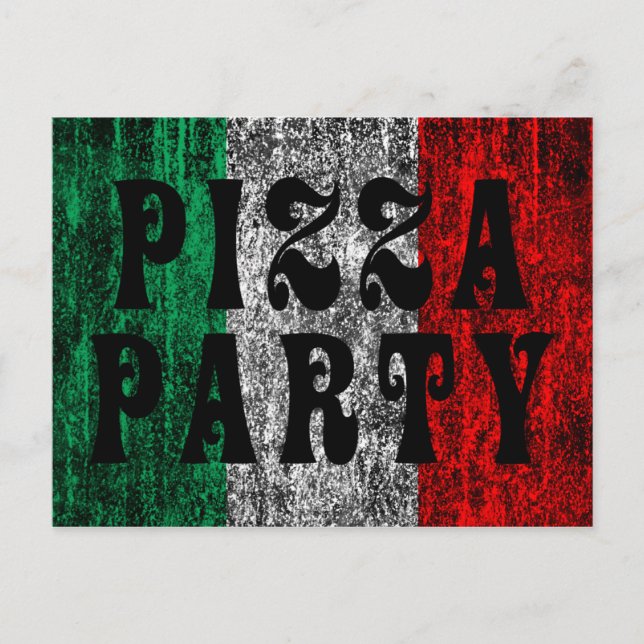 Cartão Postal De Convite pizza party (bandeira italiana) (Frente)