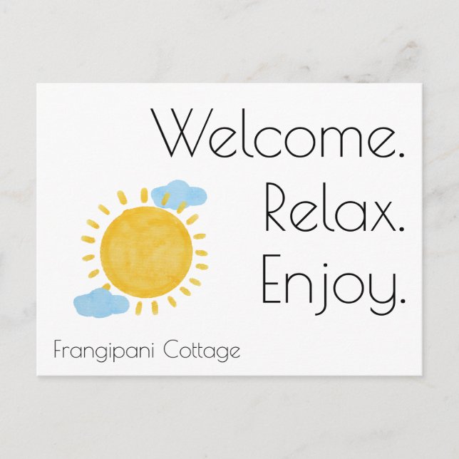 Cartão Postal De Convite Placa de Boas-vindas do Airbnb - Bolsa de Presente (Frente)